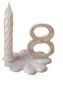 CHIFFRES + SOCLE PLASTIQUE N°8 BLANC ET OR + BOUGIE PAQUET DE 10 PCES