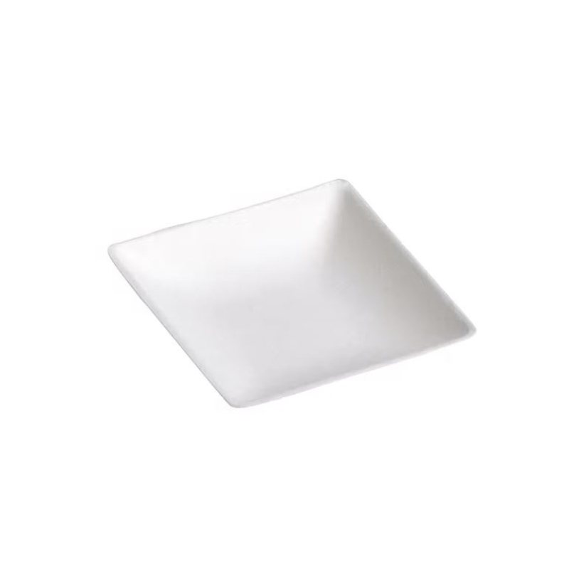 SQUARE PLATE WHITE CANE PULP 24CM 50PCS FOST+ INCLUDED