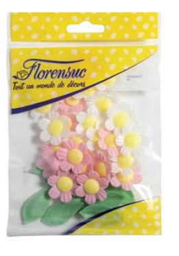 BANM05 ANEMONES BLANCHE ET ROSE + FEUILLESAZYME 24+24 PCES
