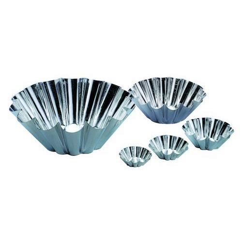 MOULE BRIOCHE/FLAN FER BLANC 10CM-14 COTES 75GR DE PATE 6 PCES