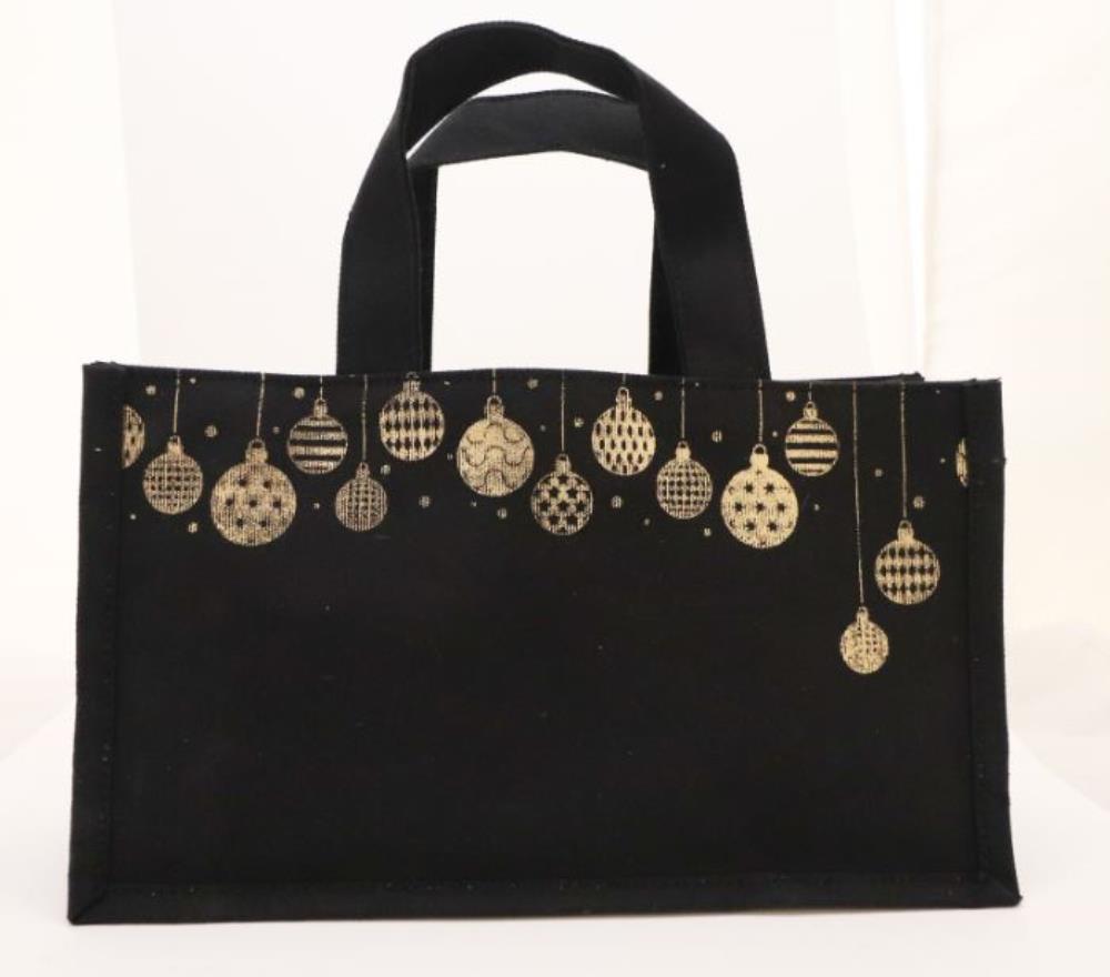 SAC NOIR COTTON 28 X 10.5 X H 16 BOULE DE NOËL OR