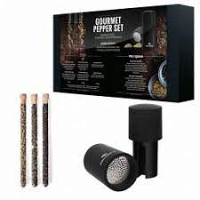 MICROPLANE GOURMET SET NUTMEG-SPICE GRINDER + 3 PEPPER VIALS