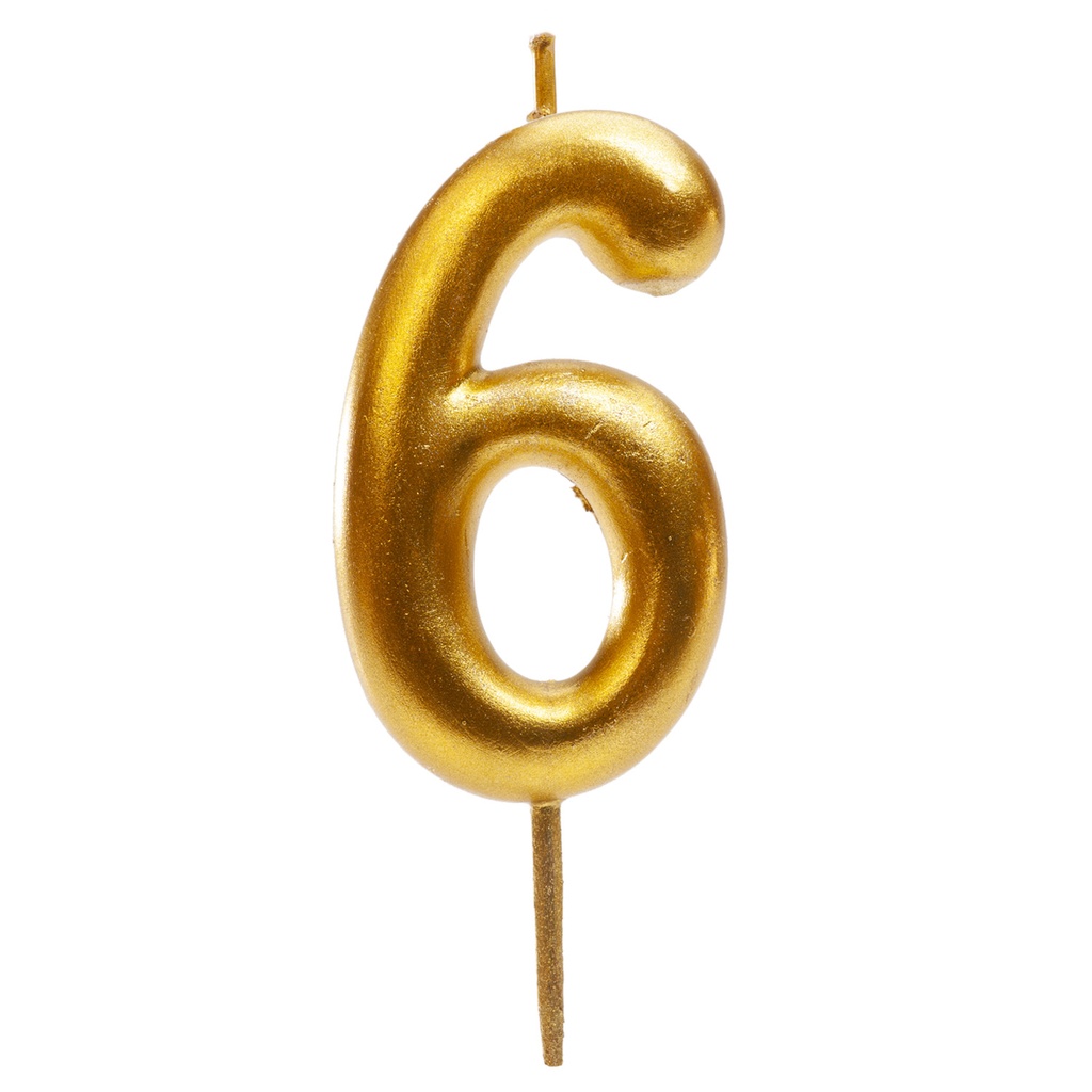  GOUDEN NUMMERKAARS NR. 6 5,5CM