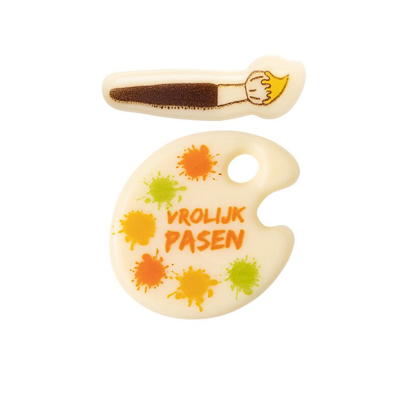 2000674 VROLIJK PASEN PAINT PALETTE 3.4 CM+BRUSH 3.4X0.8 CM 210PCS ***S/CDE***