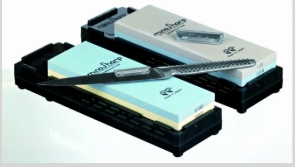 MINOSHARP STONE 2 GRAINS 220/1000 + 2 SHARPENING GUIDES
