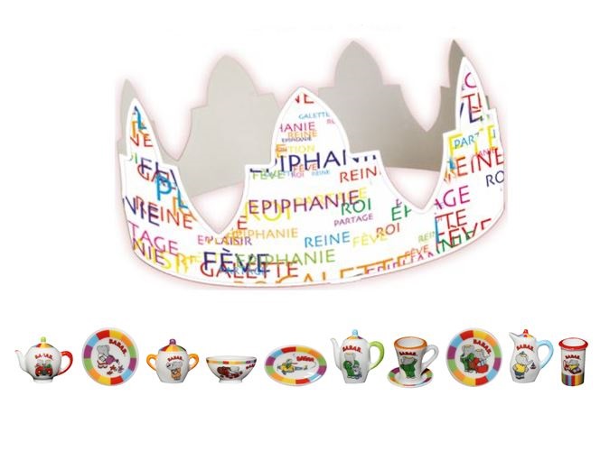 100PC "BABAR DINETTE" SANTON FIGURES + WHITE EPICOLOR CROWNS ***NEW 2024***