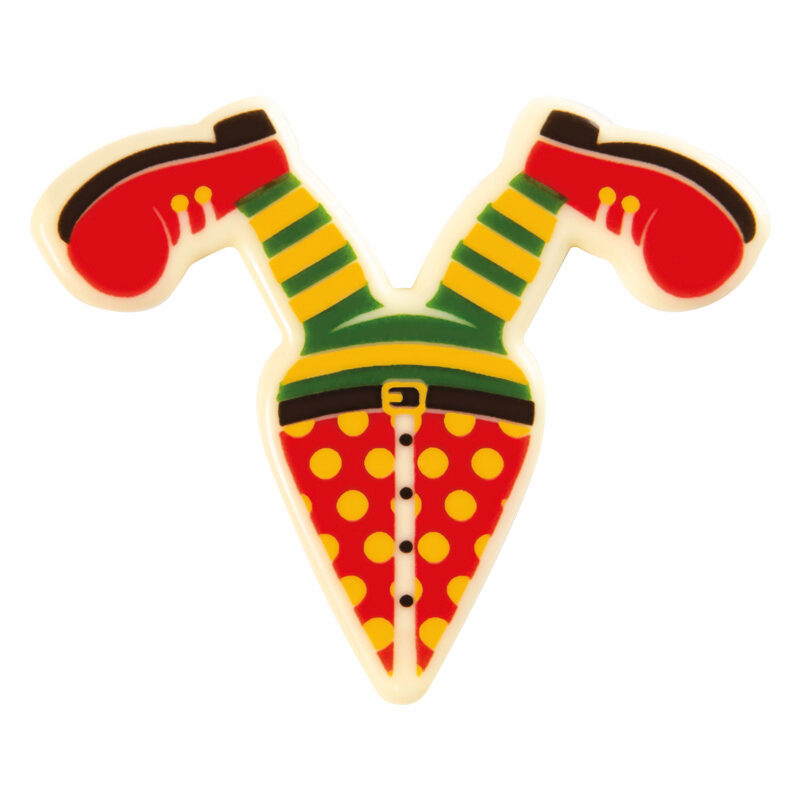 2024014 PLAQUETTE JAMBES DE CLOWN SUR PIC 70X60MM CHOCOLAT BLANC 60 PCES 