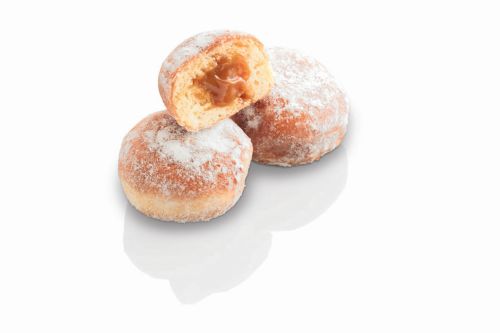 RMM 27054 MINI RONDE BEIGNET MET KARAMELVULLING 70X 21GR = DOOS