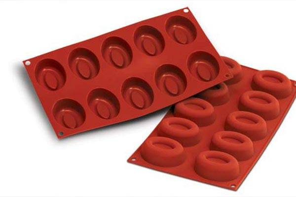 SILIKOMART SF084 MOLD 10 MEDIUM OVAL SAVARARINS 67X49 HT 23MM 47ML NON-STICK GN1/3 -50° TO 250