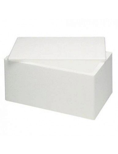 POLYSTYRENE ISO-BOX WITH LID - OUTSIDE DIMENSIONS 41 x 31 CM H 31 CM - INSIDE DIMENSIONS 35 x 25 CM H 25 CM