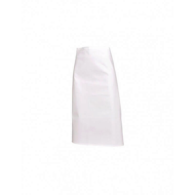 SNV TABLIER CHEF LONG BLANC SANS POCHE 100X90CM 100% COTTON