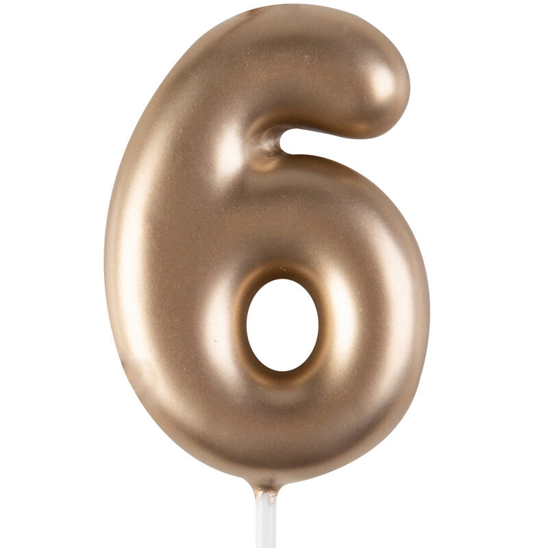 1023846 GOLD NUMBER CANDLE "6" 4CM 12 PCES***S/CD***