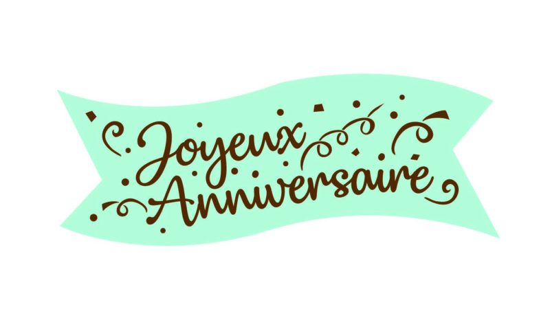 BRU25516BLE WIMPEL BLAUW JOYEUX ANNIVERSAIRE IN HOSTIE 94 X 30 MM 24 STUKKEN = ZAKJE