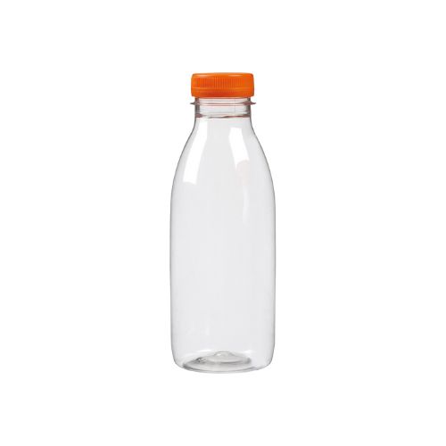 BOUTEILLE PLASTIQUE 500ML AVEC BOUCHON ORANGE TRANSPARENTE Ø6,5XHT18,5CM 6PCS 