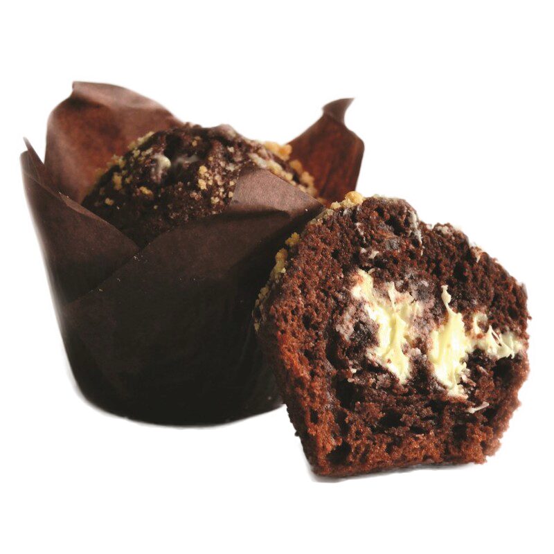 ❄️DELIFRANCE 75116 CHOCOLADEMUFFIN GEVULD MET GEBAKKEN WITTE CHOCOLADE 20X90GR