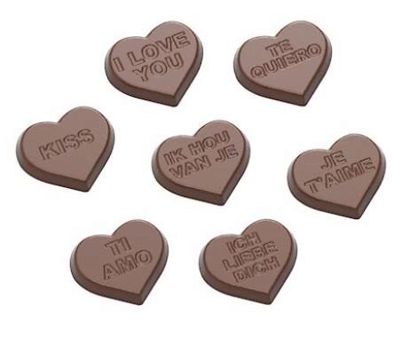MOULE À CHOCOLAT CARAQUES COEURS 7 FIG.  CW1658 3X7 -- 4GR
