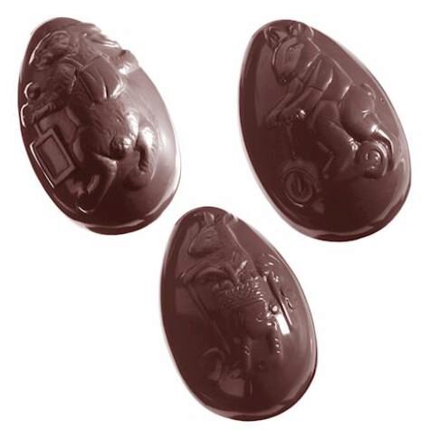 CHOCOLATE MOLD EGG HARE 8 FIG. CW1041 2X4 -- 60GR