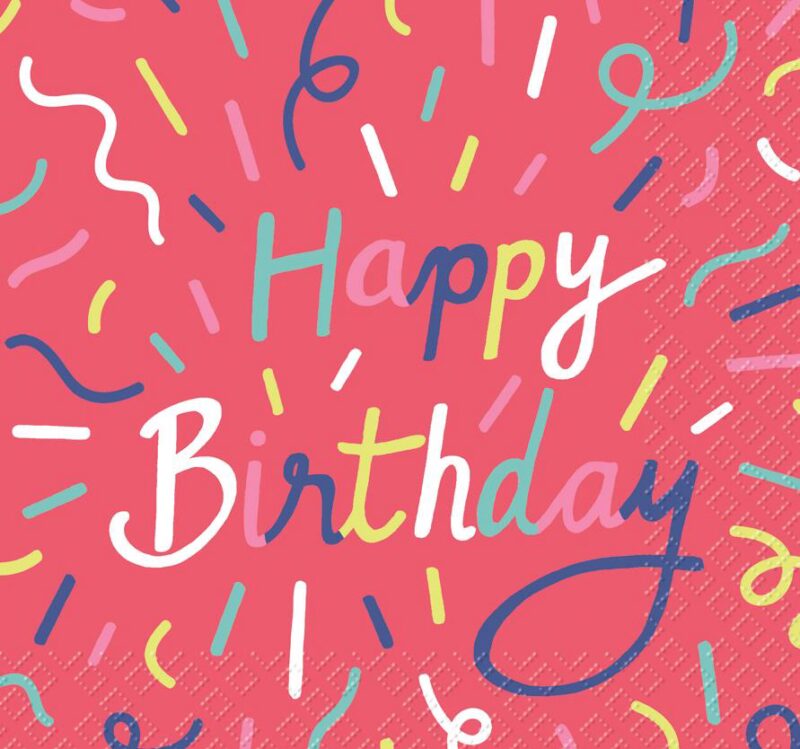 HOME FASHION SERVETTEN 33X33CM HAPPY BIRTHDAY PAK VAN 20 STUKS
