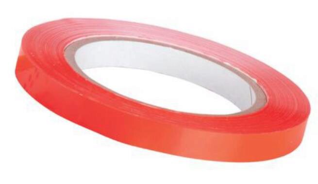 BANDE ADHÉSIVE PVC ROUGE POUR CERCLEUSE Ø9MM  66M COLIS DE 32 ROULEAUX SCELLEUSE