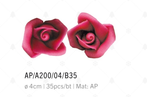 FUCHSIA MARZIPAN ROSES 5 PETALS 4CM 35 PCES