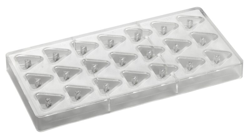 POLYCARBONATE TRIANGLE PRALINE MOLD 275X135MM21 PRALINES OF 10GR**33X30X15.5HTMM