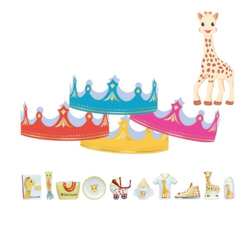 100 STUKS "SOPHIE DE GIRAFFE" SANTON FIGUREN + KRONEN ***NIEUW 2024***