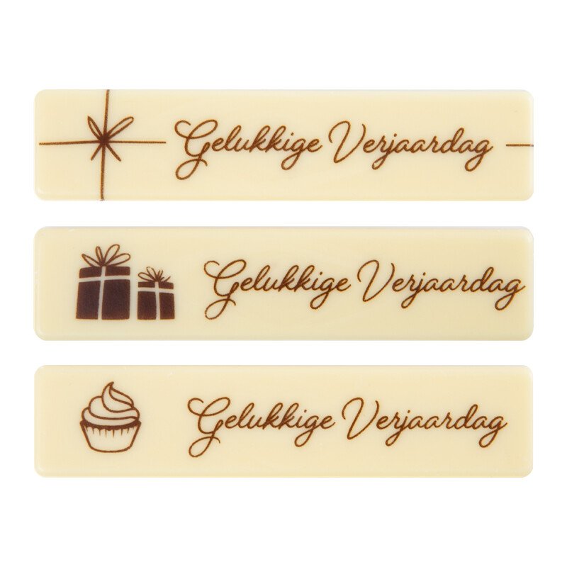 2067002 GELUKKIGE VERJAARDAG PLAQUE 10X2,2CM 60PCS ***S/CDE***