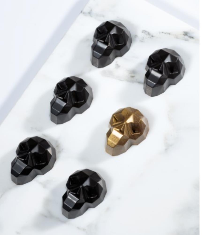 SKULLFACETTE POLYCARBONATE PRALINE MOLD 37X28MM 10GR