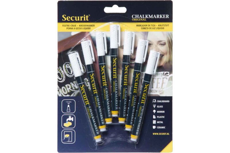 SECURIT SET 7 CHALK MARKERS 1-2MM WHITE