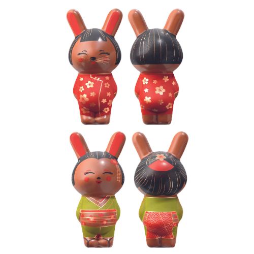 087157 PCB GEISHA RABBIT MOLDS FOR 6 PIECES 2 DESIGNS 15X8.8 CM 12PCES ***S/CDE***