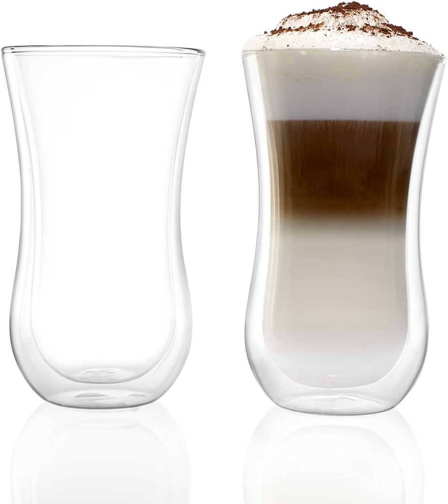 STOLZLE SET VAN 2 COFFEE'N MORE GLASJES MET DUBBELE WAND 33 CL
