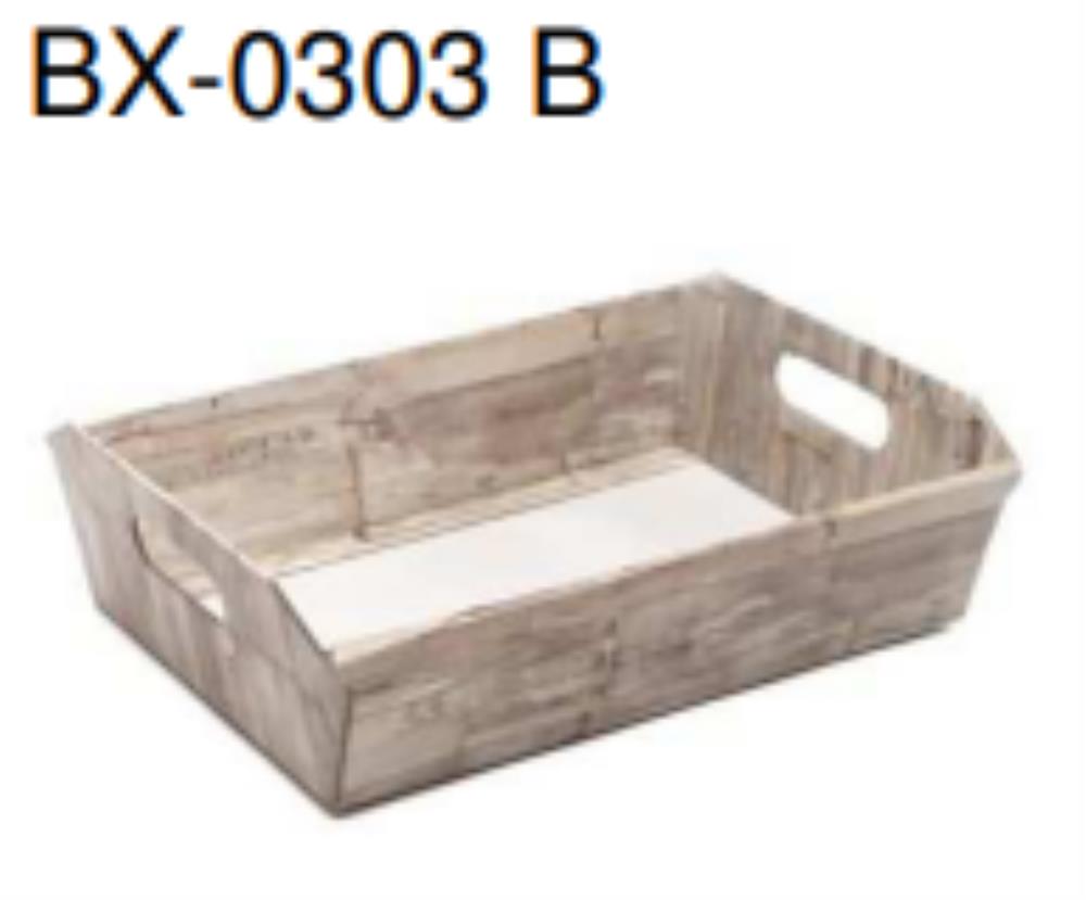WOODEN CARDBOARD BASKET WITH HANDLES 34X26X8/9.5CM