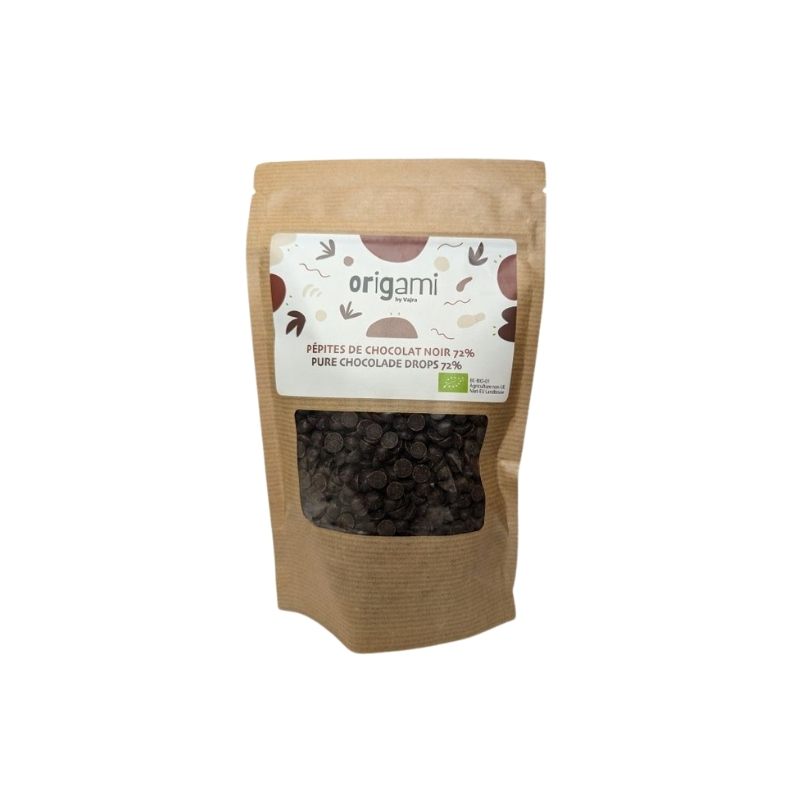 ORIGAMI PEPITES DE CHOCOLAT NOIR 72% - HAITI BIO 250GR