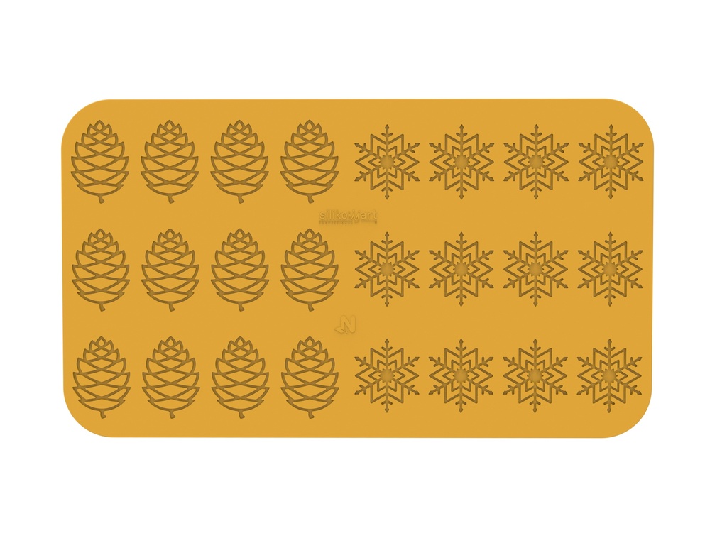 SILIKOMART SILICONE MOLD INVERNO N.12 PINE CONE 6,7X4,7CM SNOWFLAKE Ø6CM