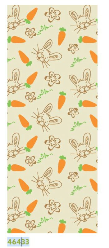 2046433 FEUILLE TRANSFERT LAPIN CAROTTE 40X30CM 30 PCES ***S/CDE***