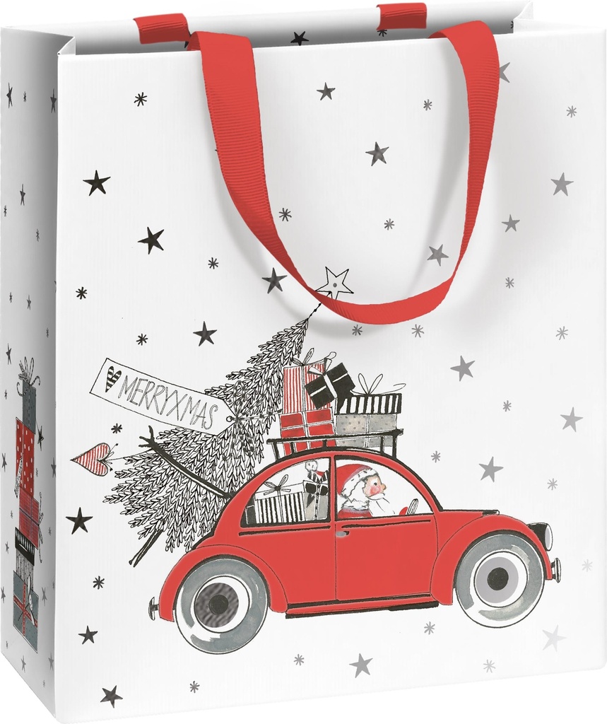 SAC CADEAU KALINA CHRISTMAS AVEC ANSES 18*8*21 ROUGE OU GRIS CLAIR