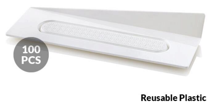 WITTE RECHTHOEKIGE PLAAT/SCHAAL 140X40MM HERBRUIKBAAR 100PCES FOST+ INBEGREPEN