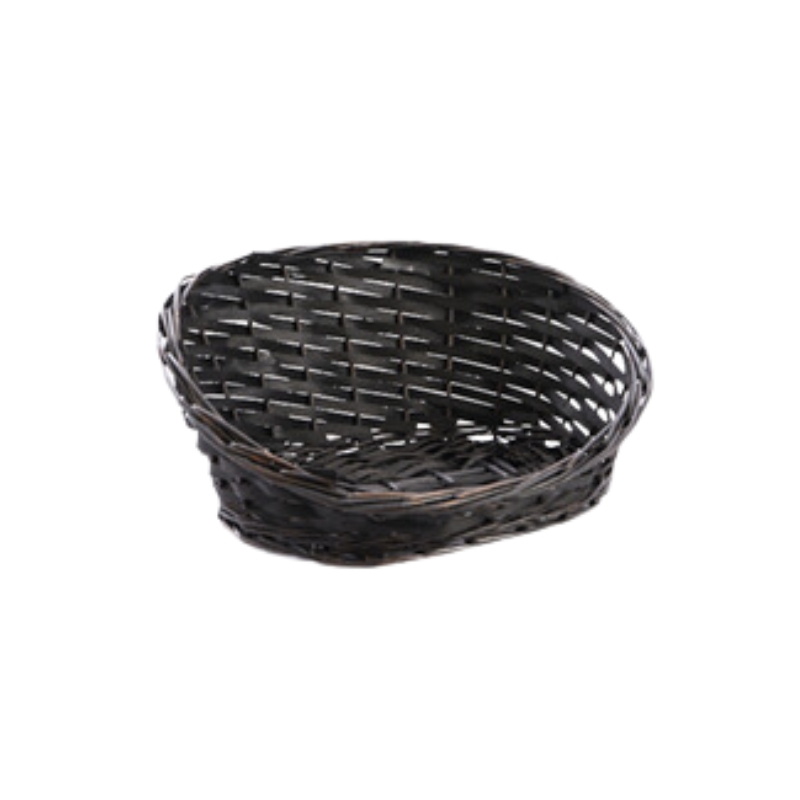 ZWARTE HOUTEN KATTENMAND VAN RIET, 34 X 29 X 5/15 CM