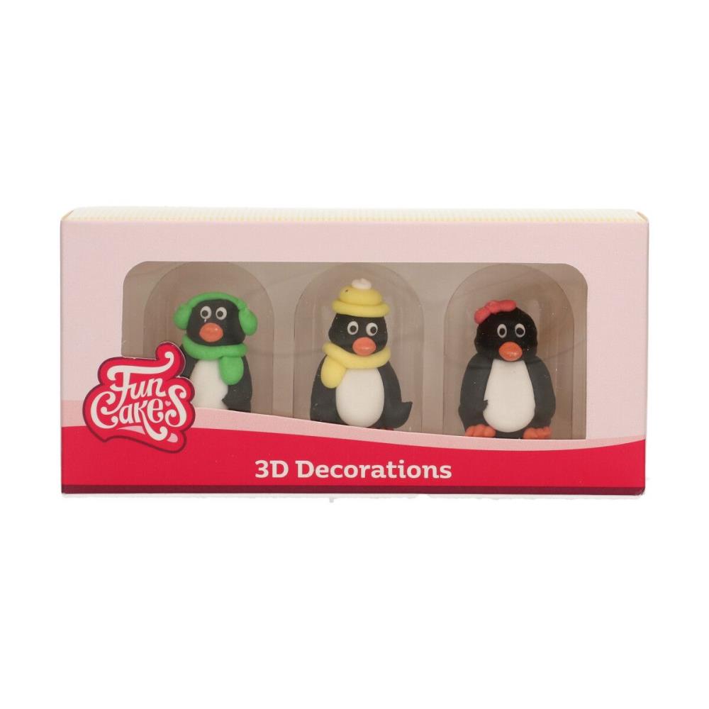 FUNCAKES FIGURINES PINGOUINS DE NOEL 3D EN SUCRE 3PCES