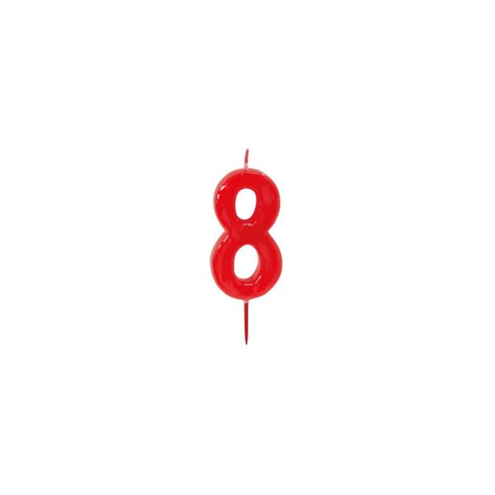 CIJFER KAARSEN ROOD N°8 HT 6CM =STUKEN