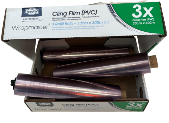 FILM ALIMENTAIRE POUR WRAPMASTER 30CM 3 ROULEAUX DE 300 M