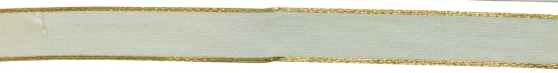 RUBAN BLANC CELESTE LISERET OR 25MM X 15M