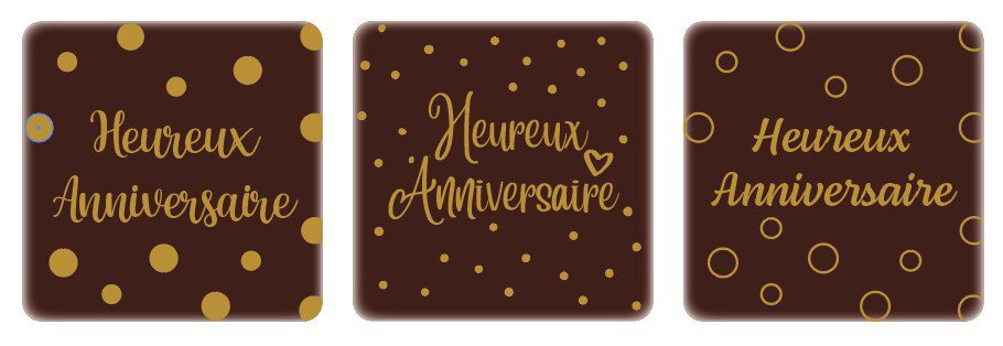 67007 VIERKANT HEUREUX ANNIVERSAIRE 5X5CM 75PCS ***OP/ORDER***