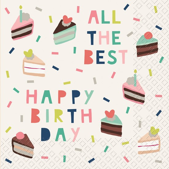 STEWO SERVIETTE 33X33CM ALL THE BEST HAPPY BIRTHDAY 20PCS
