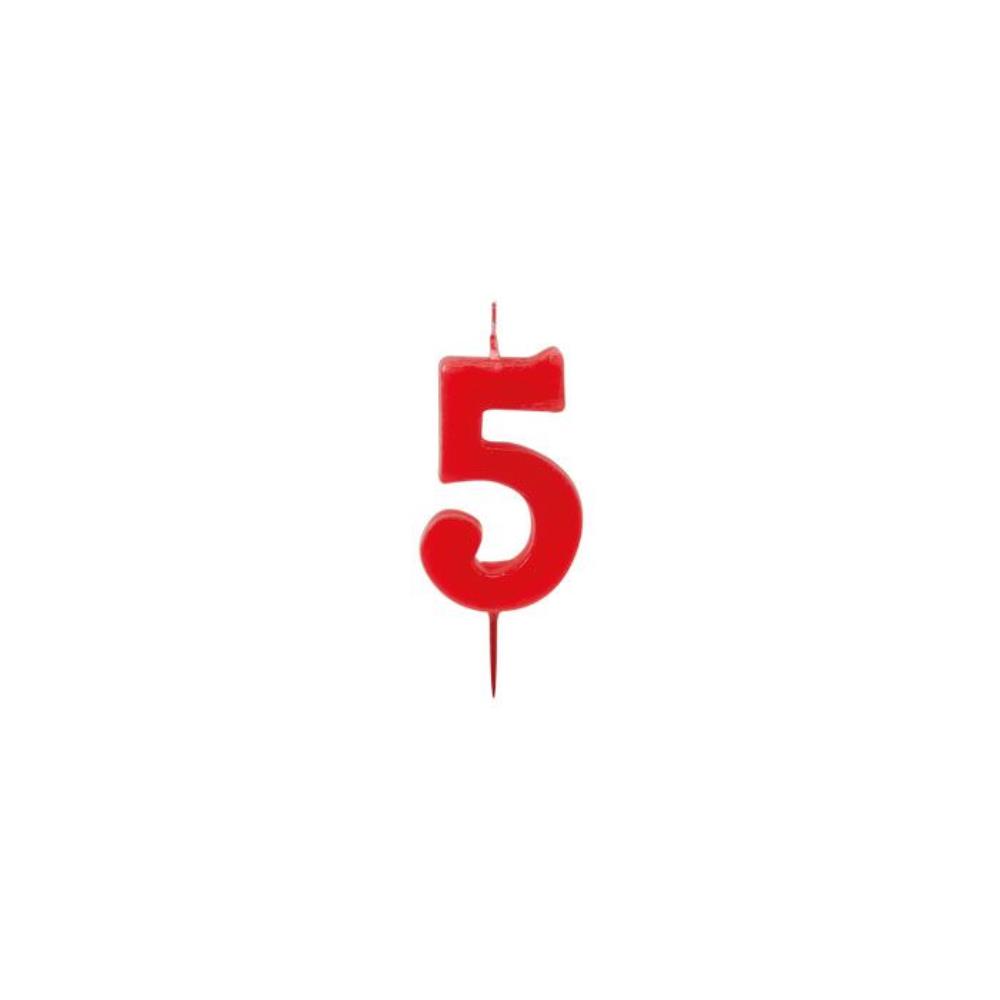 RED NUMBER CANDLE NO. 5 HT 6CM