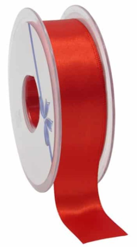 RED SATIN DOUBLE-SIDED RIBBON 25MM X 25M FOST+ INCLUDED