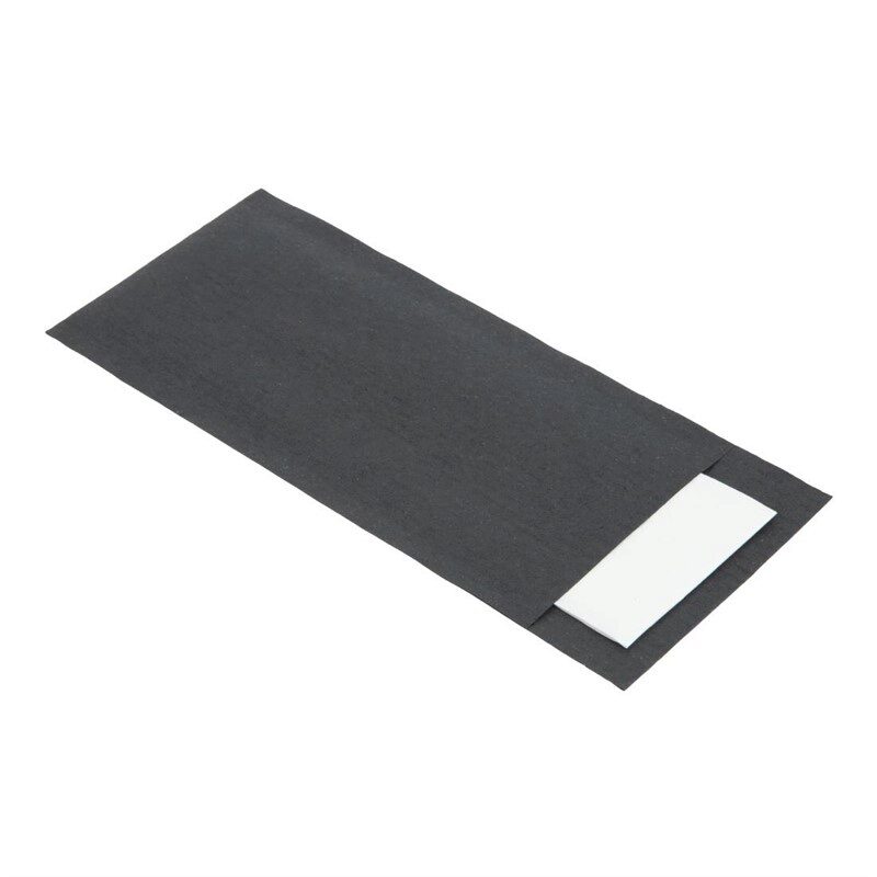 POCHETTE A COUVERTS NOIRES + SERVIETTE  500P- 57.5X19.5MM *SCDE*