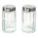 GLASS SALT SHAKER WITH 18/10 STAINLESS STEEL LID "S"