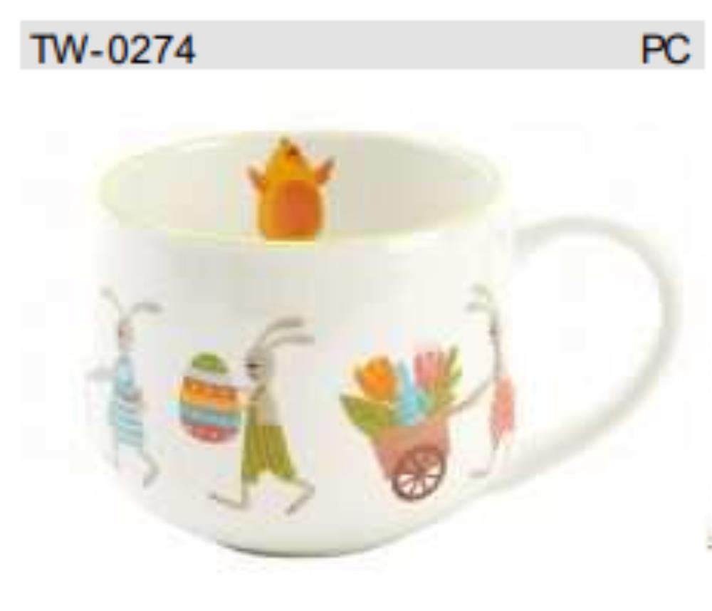 ++MUG  FAMILLE DE LAPIN MULTICOLOR  DIAM 9 X HT 8CM