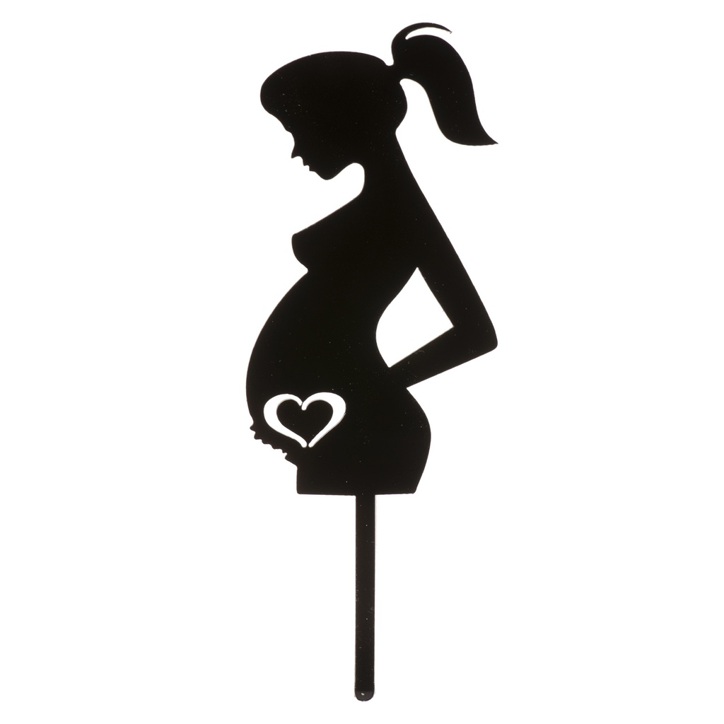 354119 TAARTTOPPER ZWANGERE VROUW ZWART 160X60MM